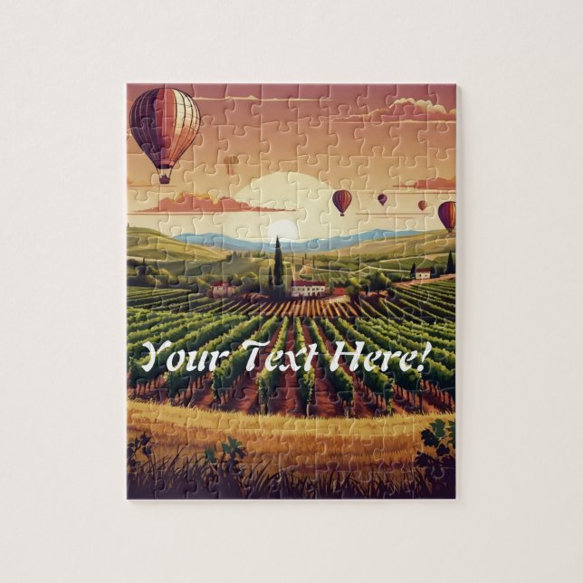Napa Valley Hot Air Balloon Vineyard Illustration Jigsaw Puzzle (Vertical)
