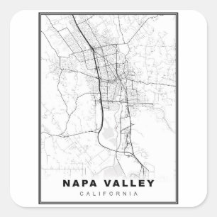Napa Valley Map Square Sticker