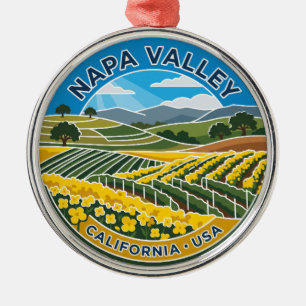 Napa Valley Mustard Flowers USA Metal Tree Decoration