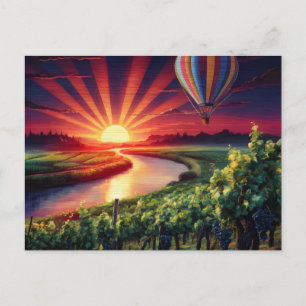Napa Valley Travel Hot Air Balloon Sunrise Postcard