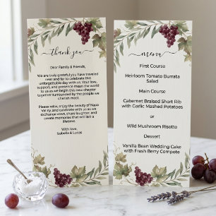 Napa Valley Vineyard Dubble Sided Wedding Menu