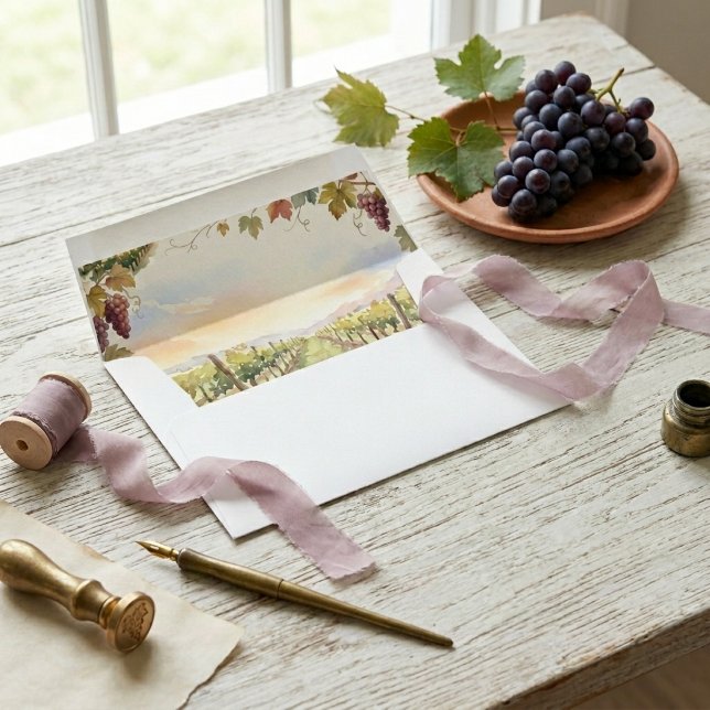 Napa Valley Vineyard Watercolor Wedding Envelope (Creator Uploaded)