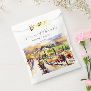 Napa Valley vineyard watercolor wedding tahnk you Favour Bags