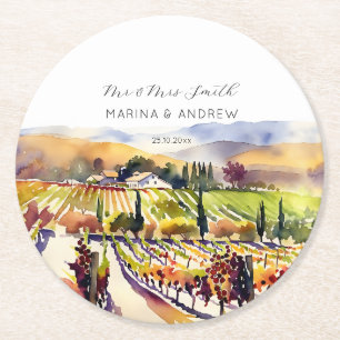 Napa Valley vineyard wedding favours tableware Round Paper Coaster