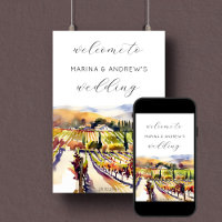 Napa Valley vineyard wedding welcome sign