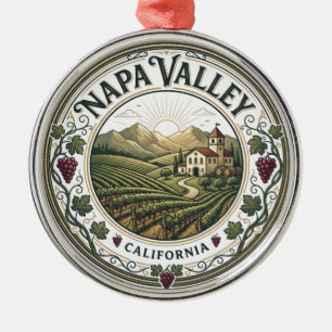 Napa Valley Vineyard Winery California Metal Tree Decoration