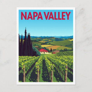 Napa Valley Vineyards Retro Travel Postcard