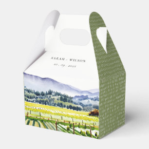 Napa Valley Watercolor Vineyard Landscape Wedding Favour Box