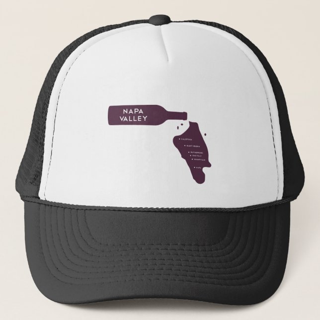 Napa Valley Wine Bottle Spill Logo Trucker Hat (Front)