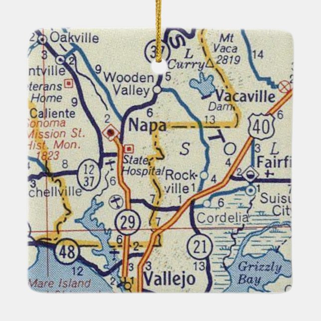 Napa Vintage Map Ceramic Ornament (Back)