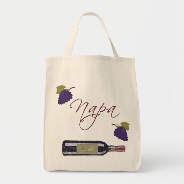 Napa Vintage Wine Bottle Tote Bag (Front)