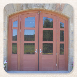 Napa Winery Door Square Paper Coaster