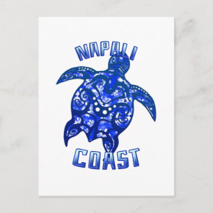 Napali Coast Hawaii Vacation Tribal Turtle Postcard