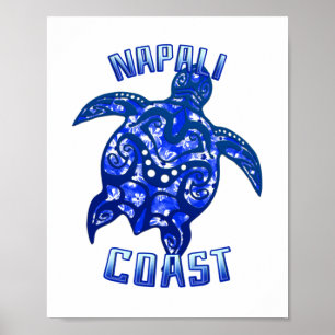 Napali Coast Hawaii Vacation Tribal Turtle Poster