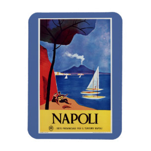 Napeles Italy retro vintage travel ad Magnet