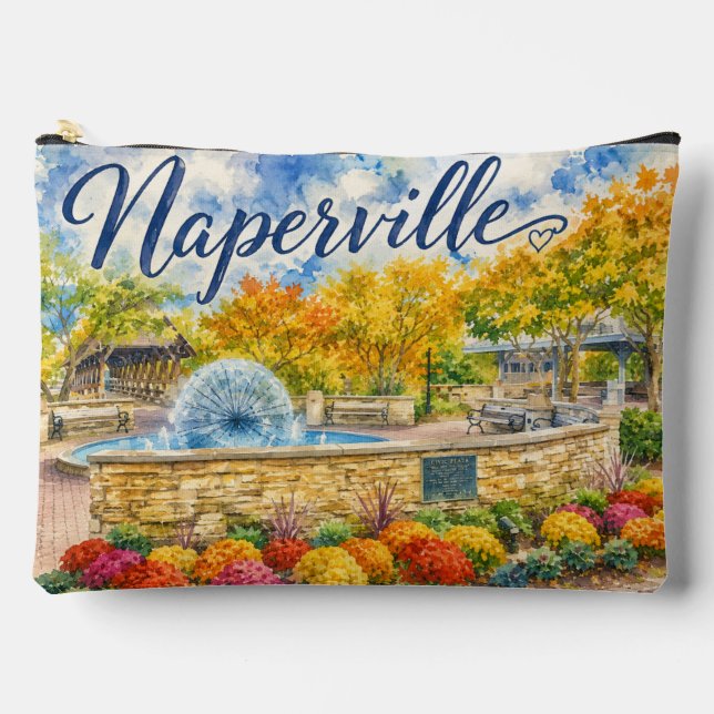 Naperville Illinois Dandelion Fountain Riverwalk Accessory Pouch (Front)