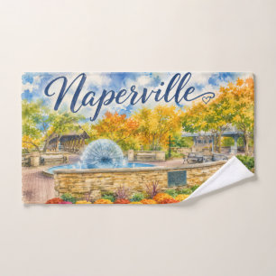 Naperville Illinois Dandelion Fountain Riverwalk Hand Towel