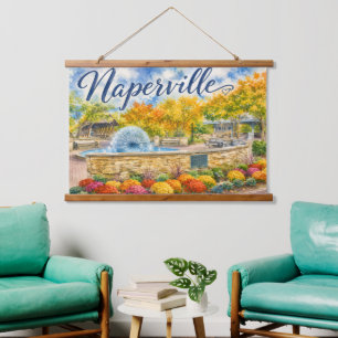Naperville Illinois Dandelion Fountain Riverwalk Hanging Tapestry