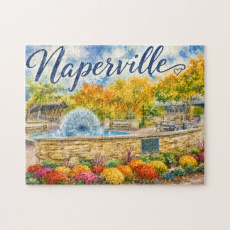 Naperville Illinois Dandelion Fountain Riverwalk Jigsaw Puzzle
