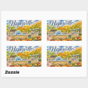 Naperville Illinois Dandelion Fountain Riverwalk Rectangular Sticker