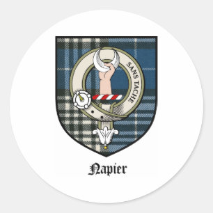 Napier Clan Crest Badge Tartan Classic Round Sticker