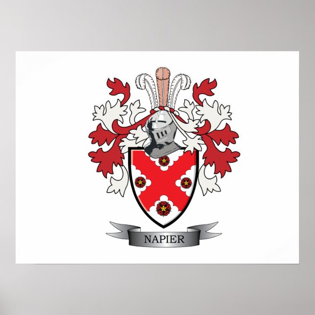 Napier Family Crest Coat of Arms Poster (Front)