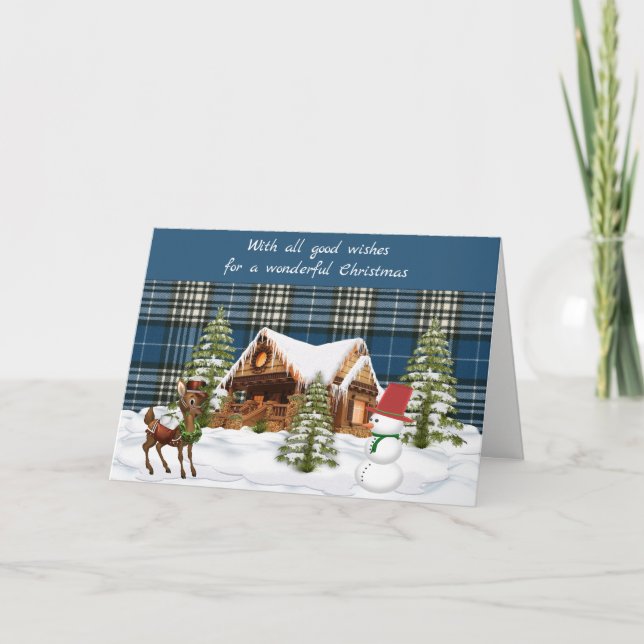Napier Modern Tartan Christmas Holiday Card (Front)