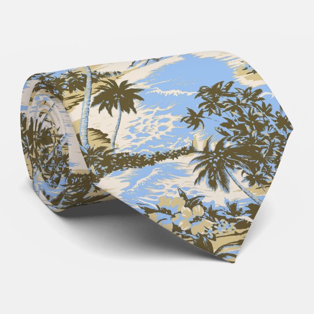 Napili Bay Tropical Hawaiian Two-sided Printed Tie (Rolled)