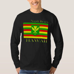 Napili Beach Hawaii Islands Hawaiian Flag Beach T-Shirt