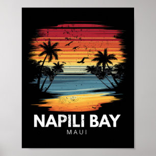 Napili Y Maui Surfboard Surfing Vintage Poster