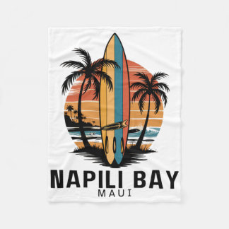 Napili Y Maui Surfing Surfer  Fleece Blanket