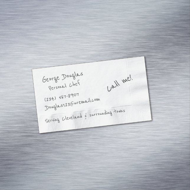 Napkin Background Magnetic Business Card (In Situ)