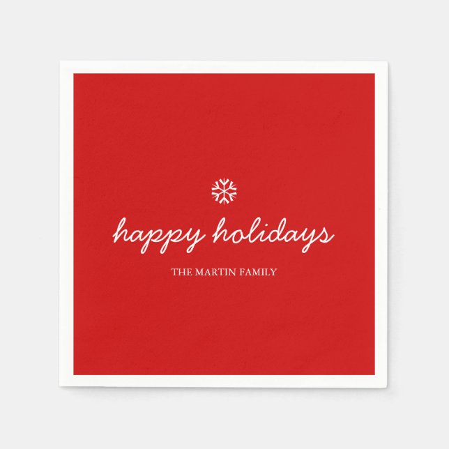 Napkin happy holidays script Red (Front)