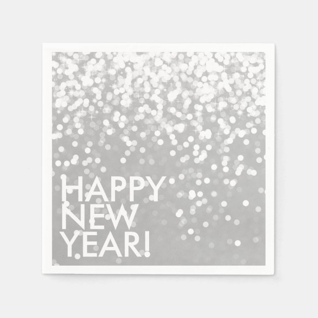 Napkin - Sparkling Happy New Year Silver (Front)