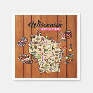 Napkin - Wisconsin Supper Club Map - Series 1