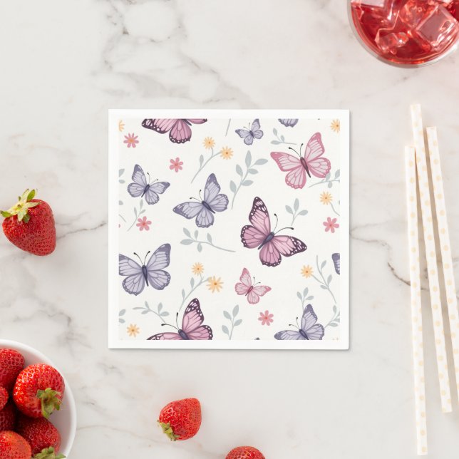 Napkins (butterfly pattern featuring butterflies) (Insitu)