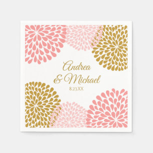 Napkins Chrysanthemum (Pink and Gold)