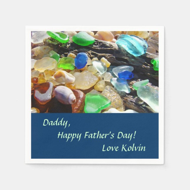 Napkins Daddy Happy Father's Day Love Kid's Name (Front)