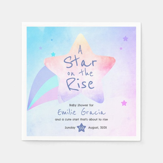 Napkins for Baby Shower | Rising Star Theme (Front)
