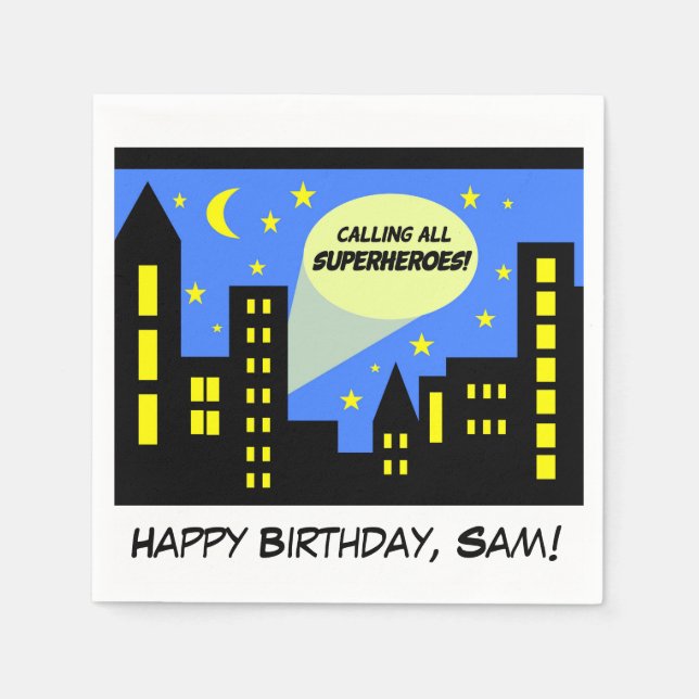 Napkins for superhero birthday | super hero (Front)