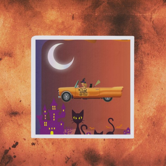 Napkins Halloween Witch In A Car Funny Saying  (Creator Uploaded)