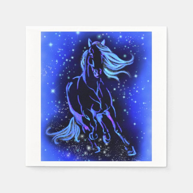 Napkins Horse Running At Blue Starry Night  (Front)