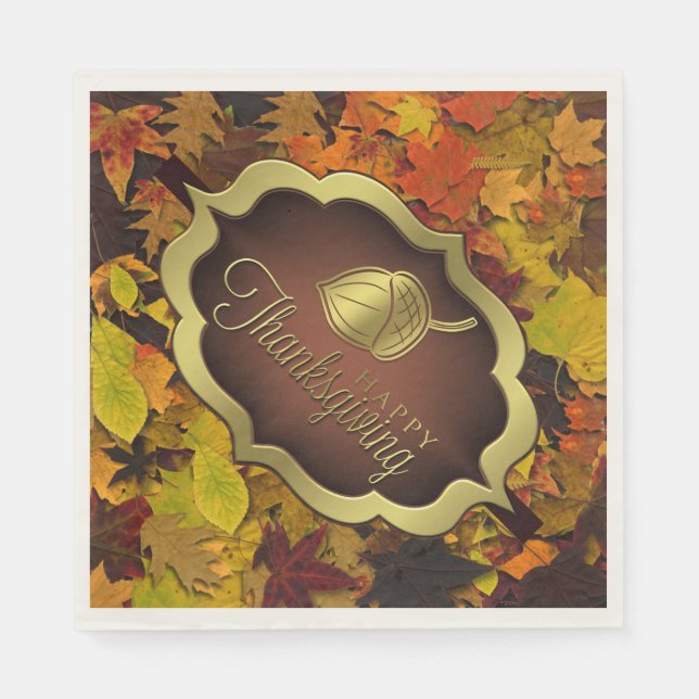 Napkins - Paper - Autumnal Happy Thanksgiving (Front)