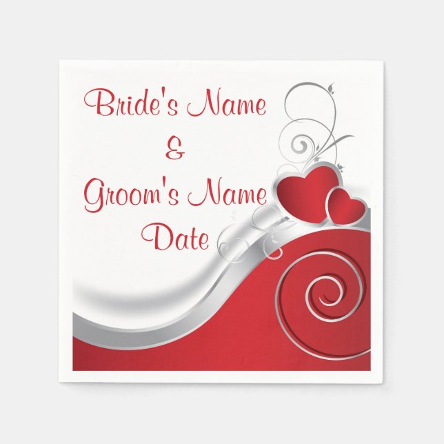 Napkins - Paper - Red Heart Silver Lining (Front)