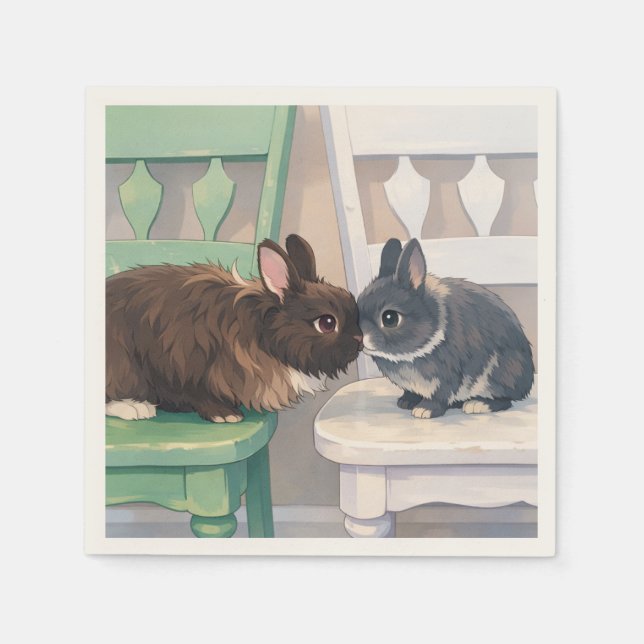 Napkins (Qty 50) Two Rabbits (Front)