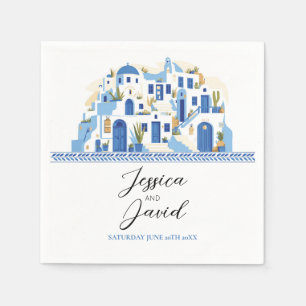 Napkins Wedding Names Santorini Greece Blue White