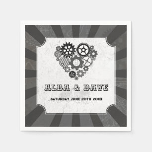 Napkins Wedding Steampunk Wedding Hearts Cogs