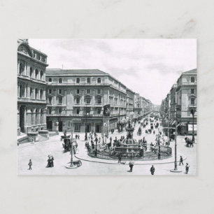 Naples, 1908, City centre and roundabout Postcard