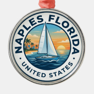 Naples Bay Sailing Area Florida Metal Tree Decoration