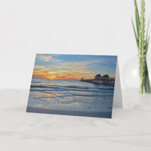 Naples Beach, Florida, Pier at Sunset Card